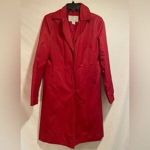 Nine West Vibrant Red Single-Breasted Trench Coat